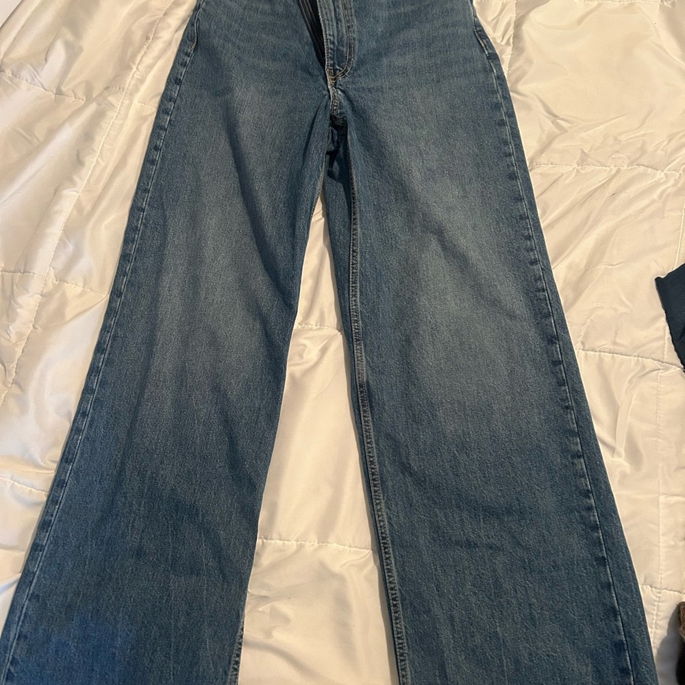 Zara Blue Flare Wide Leg Jeans